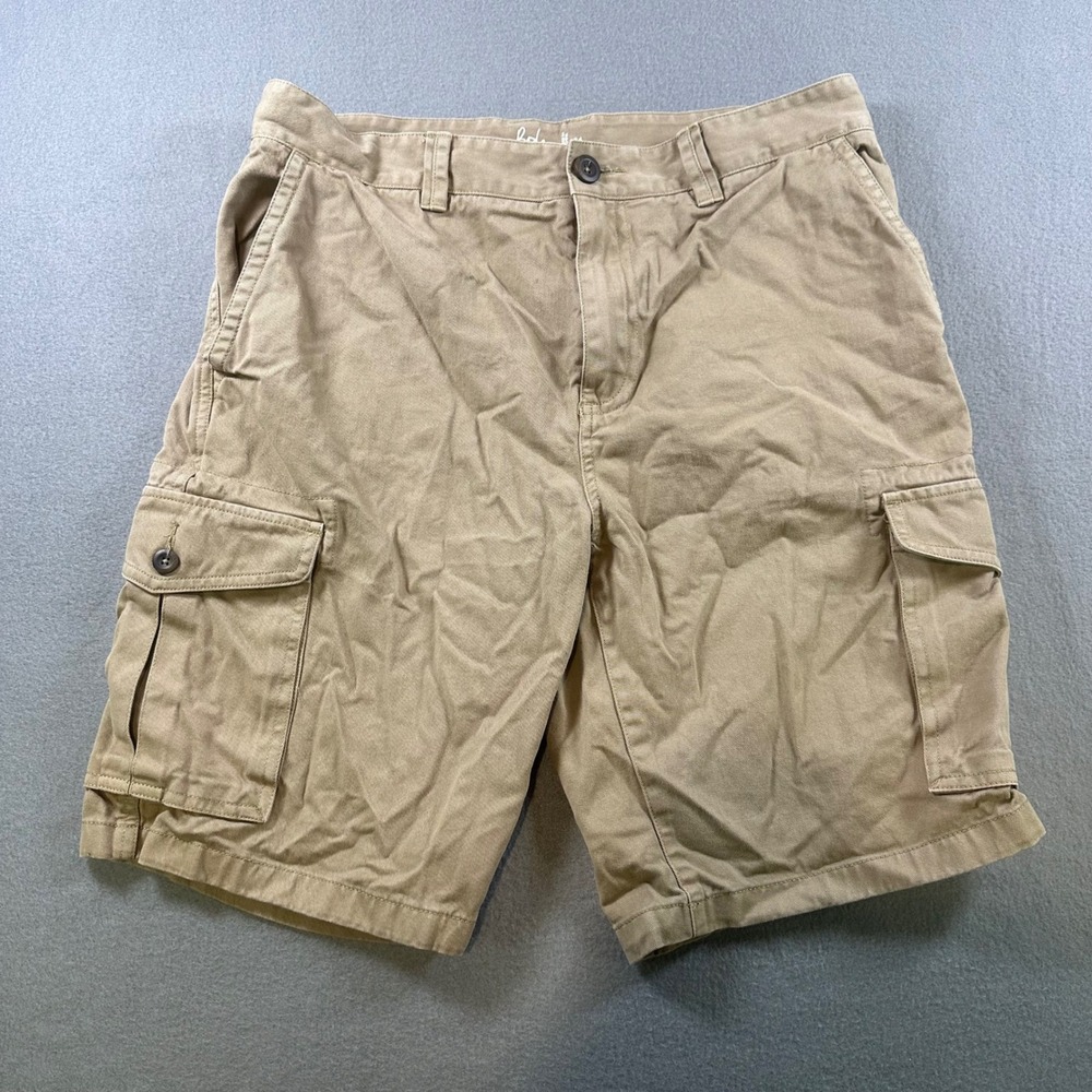 Boden Mens Khaki Tan Cotton Twill Cargo Shorts Size 34 Utility Multi-Pocket